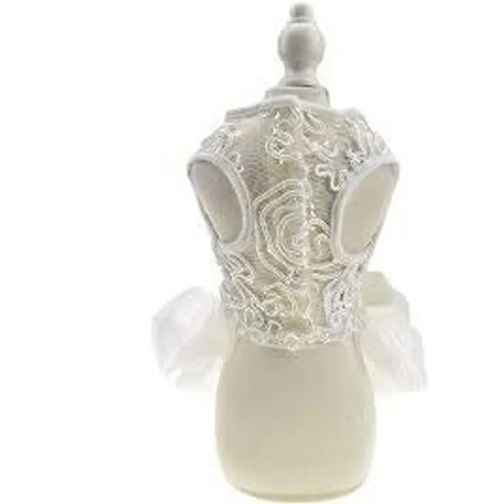 Dog Wedding Dress Lace Tulle White Ivory Pull-over Elegant Bridal Style New